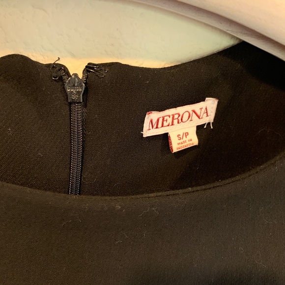 LBD black ponte scalloped hem dress - Picture 4 of 5